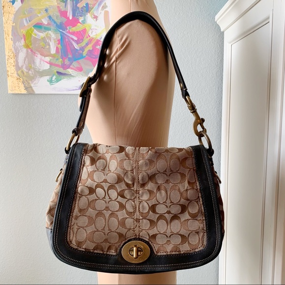 Coach Fabric and Leather Turn Lock Bag - Damaged